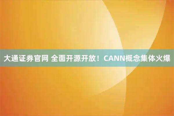 大通证券官网 全面开源开放！CANN概念集体火爆