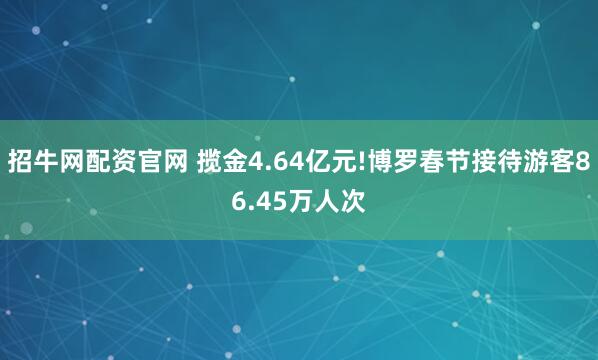 招牛网配资官网 揽金4.64亿元!博罗春节接待游客86.45万人次